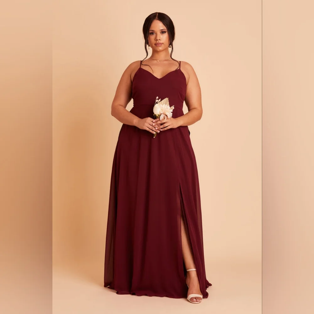 Birdy Grey Adelle Chiffon Cabernet Red Bridesmaid Dress Women's Plus Size 2X - Picture 4 of 13